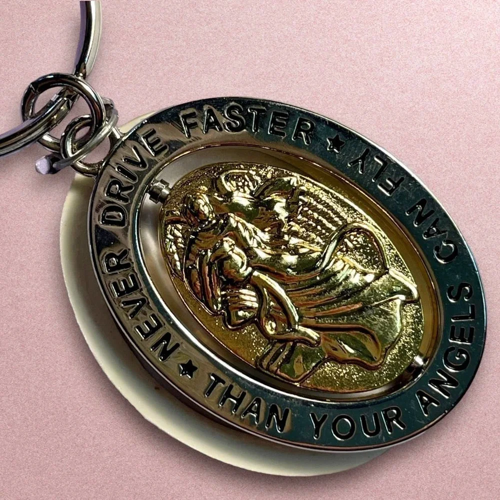 Angel Star Car Key Chain Gold Silver Tone Angel Charm Spins